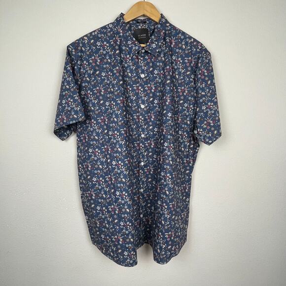 01. Algo Men’s Green Floral Camp Shirt XXL Non-Iron Stretch Short Sleeve - Picture 1 of 9